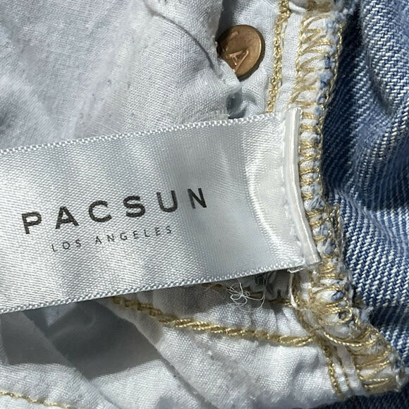 Pacsun SZ 27 Mom Jeans High-Rise Distressed 5-Pocket Light Wash Ankle Length - Picture 7 of 8